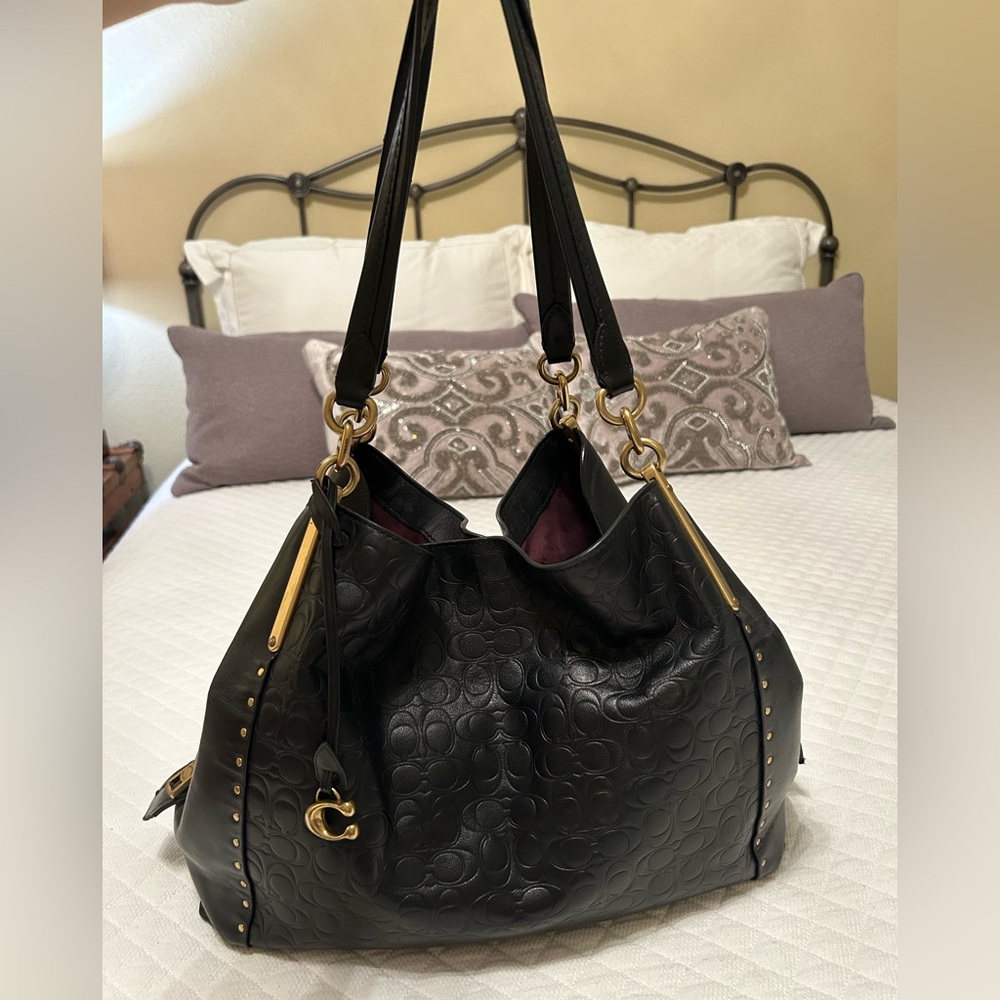 Coach Dalton 31 Signature Embossed Leather W/ Gold Rivets